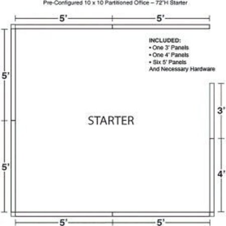 GLOBAL EQUIPMENT Interion    Pre-Configured Office Cubicle - 10'W x 10'D x 72"H - Starter Kit - Blue 236630BL